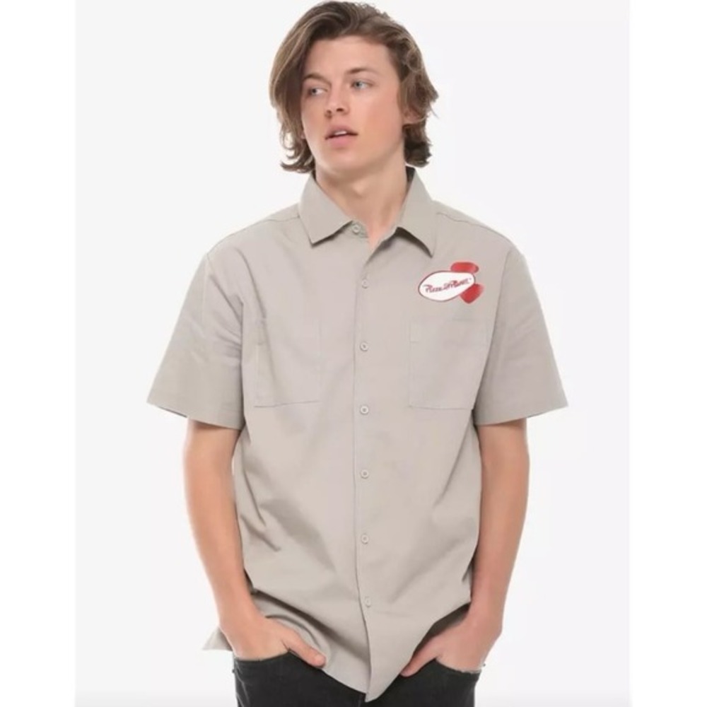 Disney Mens Toy Story Pizza Planet Button Down Shirt Sz XS Disneyland Travel EUC